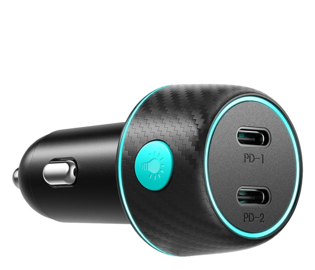 JoyRoom Ładowarka samochodowa 2x USB C 70W z podświetleniem LED - 1257675 - zdjęcie 2